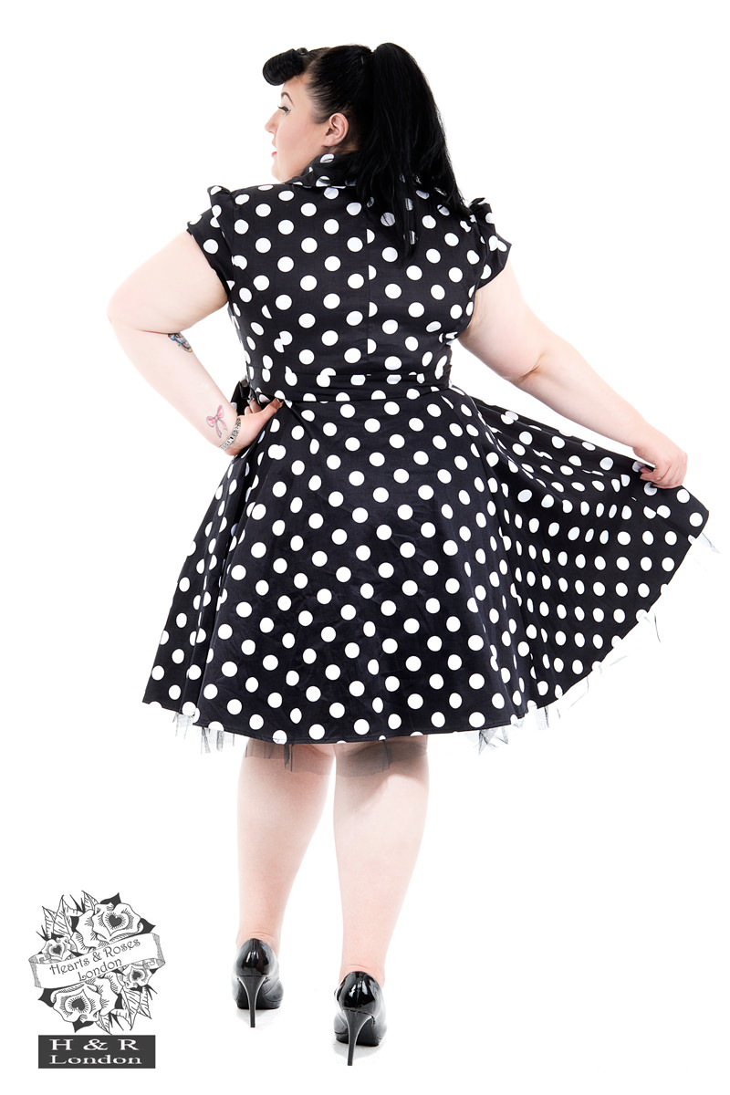 Black White Large Polka Dot Tea Dress